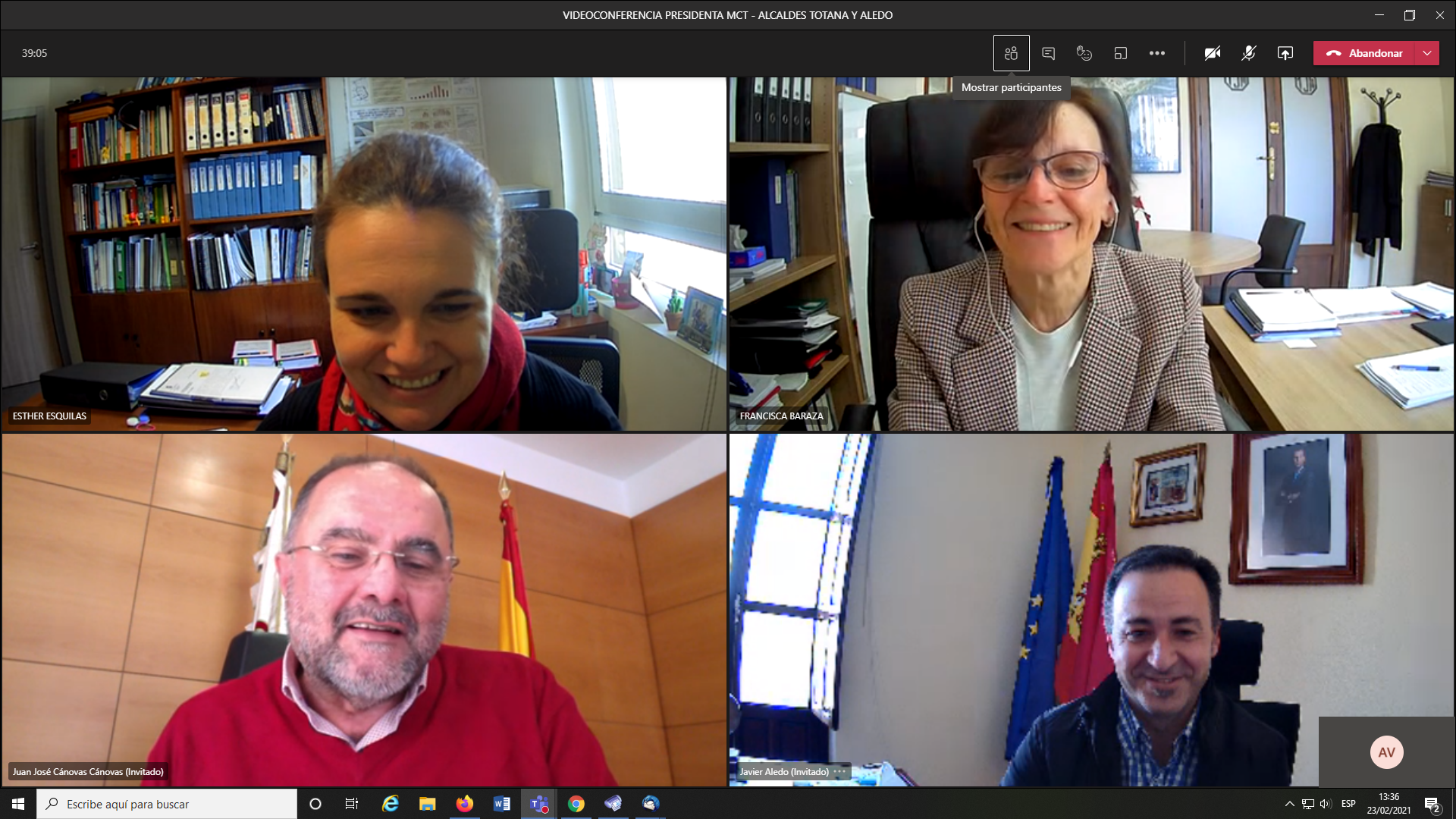 Imagen Videoconferencia con los alcaldes de Aledo y Totana