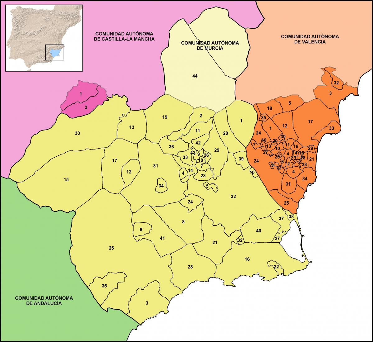 Mapa de distribución de municipios