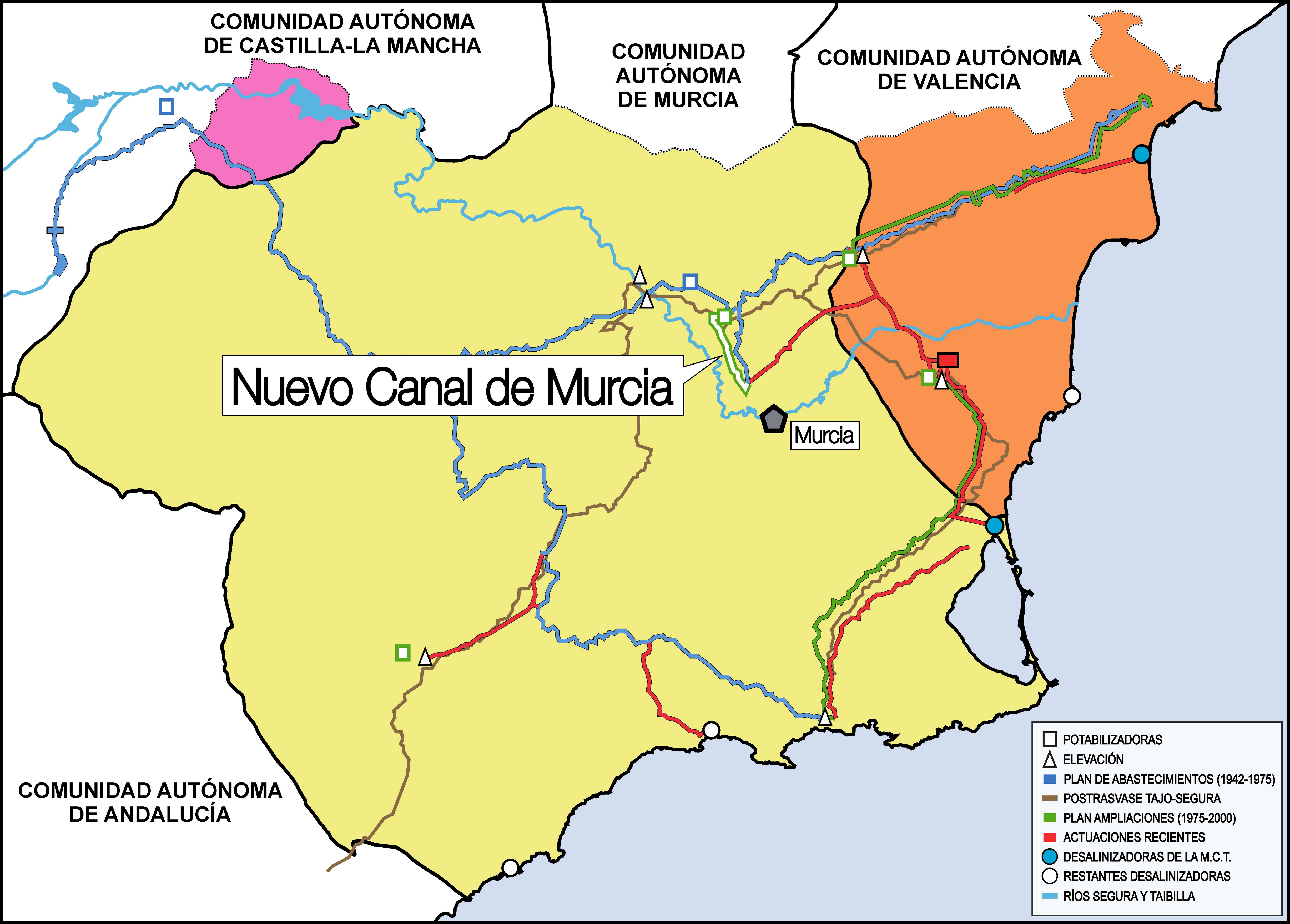 Mapa del Nuevo Canal de Murcia